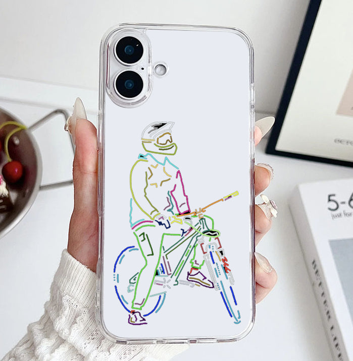 Neon Cycling Transparent Protective Phone Soft Silicone Case for iPhone.