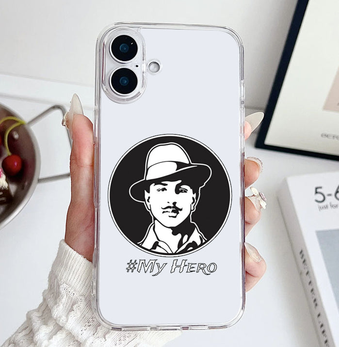 Hero Bhagat singh Transparent Shockproof Cover for iPhone.